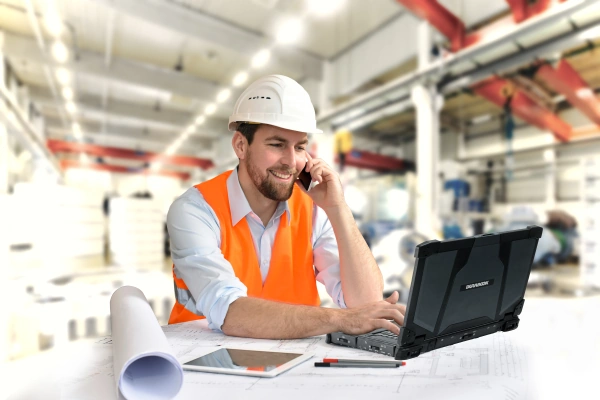 Ingenieur mit Industrie Notebook